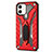 Silicone Matte Finish and Plastic Back Cover Case with Stand R01 for Apple iPhone 12 Red