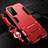 Silicone Matte Finish and Plastic Back Cover Case with Stand R01 for Huawei Honor 30 Lite 5G Red