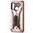 Silicone Matte Finish and Plastic Back Cover Case with Stand R01 for Huawei P Smart (2020) Rose Gold