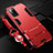 Silicone Matte Finish and Plastic Back Cover Case with Stand R01 for Oppo A92 Red