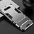 Silicone Matte Finish and Plastic Back Cover Case with Stand R01 for Samsung Galaxy A90 4G Silver