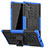 Silicone Matte Finish and Plastic Back Cover Case with Stand R01 for Samsung Galaxy Note 10 Plus Blue