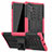 Silicone Matte Finish and Plastic Back Cover Case with Stand R01 for Samsung Galaxy Note 10 Plus Pink