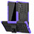 Silicone Matte Finish and Plastic Back Cover Case with Stand R01 for Samsung Galaxy Note 10 Plus Purple