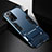 Silicone Matte Finish and Plastic Back Cover Case with Stand R01 for Samsung Galaxy Note 20 Ultra 5G Blue