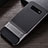 Silicone Matte Finish and Plastic Back Cover Case with Stand R01 for Samsung Galaxy S10 5G Silver