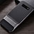 Silicone Matte Finish and Plastic Back Cover Case with Stand R01 for Samsung Galaxy S10 Plus Silver