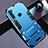 Silicone Matte Finish and Plastic Back Cover Case with Stand R01 for Xiaomi Redmi Note 8 Sky Blue