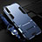 Silicone Matte Finish and Plastic Back Cover Case with Stand R02 for Samsung Galaxy A70 Blue