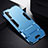 Silicone Matte Finish and Plastic Back Cover Case with Stand R02 for Samsung Galaxy Note 10 5G Sky Blue