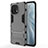 Silicone Matte Finish and Plastic Back Cover Case with Stand R02 for Xiaomi Mi 11 5G Gray