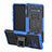 Silicone Matte Finish and Plastic Back Cover Case with Stand R03 for Samsung Galaxy S10 5G Blue