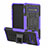 Silicone Matte Finish and Plastic Back Cover Case with Stand R03 for Samsung Galaxy S10 Plus Purple