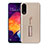 Silicone Matte Finish and Plastic Back Cover Case with Stand R04 for Samsung Galaxy A70S Gold