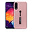 Silicone Matte Finish and Plastic Back Cover Case with Stand R04 for Samsung Galaxy A70S Rose Gold