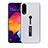 Silicone Matte Finish and Plastic Back Cover Case with Stand R04 for Samsung Galaxy A90 5G Silver