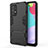 Silicone Matte Finish and Plastic Back Cover Case with Stand T01 for Samsung Galaxy A52 4G Black