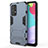 Silicone Matte Finish and Plastic Back Cover Case with Stand T01 for Samsung Galaxy A52 4G Blue