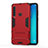 Silicone Matte Finish and Plastic Back Cover Case with Stand T01 for Samsung Galaxy A9s Red
