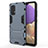 Silicone Matte Finish and Plastic Back Cover Case with Stand T01 for Samsung Galaxy M32 5G