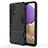 Silicone Matte Finish and Plastic Back Cover Case with Stand T01 for Samsung Galaxy M32 5G Black