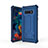 Silicone Matte Finish and Plastic Back Cover Case with Stand T01 for Samsung Galaxy S10e Blue