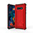 Silicone Matte Finish and Plastic Back Cover Case with Stand T01 for Samsung Galaxy S10e Red