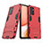 Silicone Matte Finish and Plastic Back Cover Case with Stand T02 for Samsung Galaxy A72 5G Red
