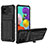 Silicone Matte Finish and Plastic Back Cover Case with Stand YF1 for Samsung Galaxy A31 Black