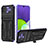 Silicone Matte Finish and Plastic Back Cover Case with Stand YF1 for Samsung Galaxy F42 5G Purple