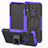 Silicone Matte Finish and Plastic Back Cover Case with Stand Z01 for Huawei Y6s Purple