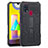 Silicone Matte Finish and Plastic Back Cover Case with Stand ZJ1 for Samsung Galaxy M21s Black