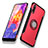 Silicone Matte Finish and Plastic Back Cover with Finger Ring Stand for Huawei P20 Red