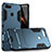 Silicone Matte Finish and Plastic Back Cover with Stand for Huawei Honor Play 7X Blue