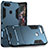 Silicone Matte Finish and Plastic Back Cover with Stand for Huawei P Smart Blue