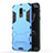 Silicone Matte Finish and Plastic Back Cover with Stand for Samsung Galaxy A9 Star Lite Blue
