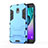 Silicone Matte Finish and Plastic Back Cover with Stand for Samsung Galaxy J3 (2018) SM-J377A Blue