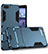 Silicone Matte Finish and Plastic Back Cover with Stand R01 for Huawei Honor V10 Blue