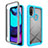 Silicone Transparent Frame Case Cover 360 Degrees for Motorola Moto E40 Cyan