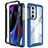 Silicone Transparent Frame Case Cover 360 Degrees for Motorola Moto Edge 30 Pro 5G Blue