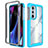 Silicone Transparent Frame Case Cover 360 Degrees for Motorola Moto Edge 30 Pro 5G Cyan