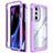 Silicone Transparent Frame Case Cover 360 Degrees for Motorola Moto Edge 30 Pro 5G Purple