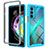 Silicone Transparent Frame Case Cover 360 Degrees for Motorola Moto Edge Lite 5G Cyan