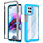 Silicone Transparent Frame Case Cover 360 Degrees for Motorola Moto Edge S 5G Cyan
