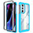 Silicone Transparent Frame Case Cover 360 Degrees for Motorola Moto Edge X30 5G Cyan