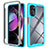 Silicone Transparent Frame Case Cover 360 Degrees for Motorola Moto G 5G (2022) Cyan