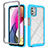 Silicone Transparent Frame Case Cover 360 Degrees for Motorola Moto G Stylus (2021) Cyan