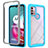 Silicone Transparent Frame Case Cover 360 Degrees for Motorola Moto G10 Cyan