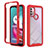 Silicone Transparent Frame Case Cover 360 Degrees for Motorola Moto G10 Red