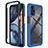 Silicone Transparent Frame Case Cover 360 Degrees for Motorola Moto G22 Blue